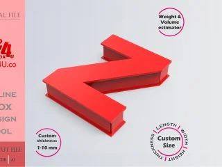Make Letter Z Box | red acrylic | Online app tool for letter boxes | custom size laser cut file DXF, AI, CDR | Box4U