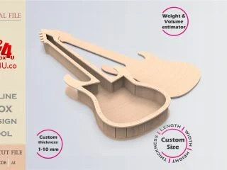 Online Design an Electric Guitar Box | wooden | App tool for shape boxes | custom size laser cut file DXF, AI, CDR | Box4U