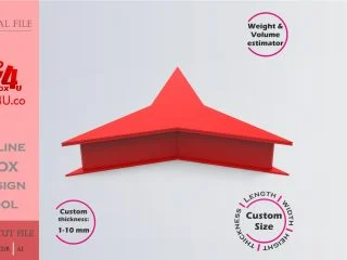 Make Three-pointed Star Box | red acrylic | Online app tool for letter boxes | custom size laser cut file DXF, AI, CDR | Box4U