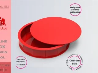 Make Circular Box | red acrylic | Online app tool for letter boxes | custom size laser cut file DXF, AI, CDR | Box4U