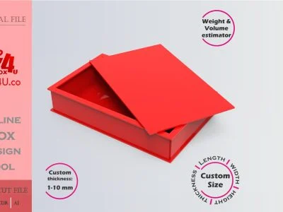 Make Rectangular Box | red acrylic | Online app tool for shaped boxes | custom size laser cut file DXF, AI, CDR | Box4U