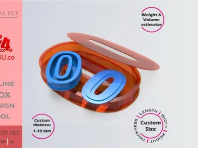 Make number 0 Box | red acrylic | Online app tool for number shaped boxes | custom size laser cut file DXF, AI, CDR | Box4U