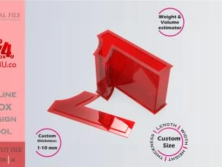 Make number 1 Box | red acrylic | Online app tool for number shaped boxes | custom size laser cut file DXF, AI, CDR | Box4U
