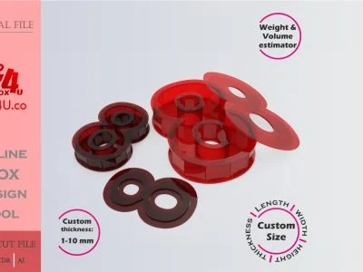 Make number 8 Box | red acrylic | Online app tool for number shaped boxes | custom size laser cut file DXF, AI, CDR | Box4U