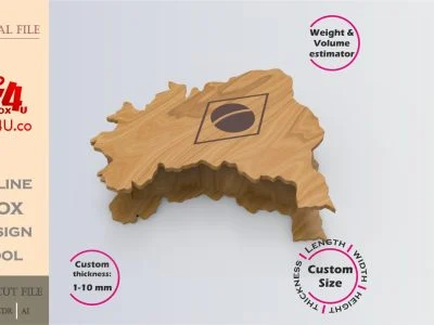 Online Design Brazil map shaped Box | software tool for map shaped boxes | custom size laser cut file DXF, AI, CDR | Box4U