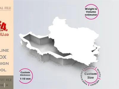 Online Design Iran map shaped Box | software tool for map shaped boxes | custom size laser cut file DXF, AI, CDR | Box4U