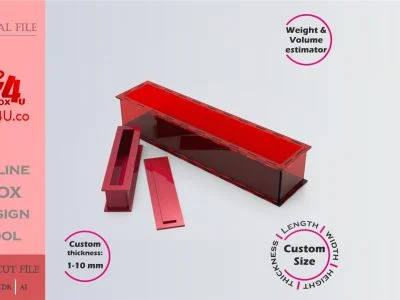 Make Letter I Box | red acrylic | Online app tool for letter boxes | custom size laser cut file DXF, AI, CDR | Box4U