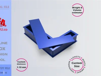 Make Letter L Box | blue acrylic | Online design for letter box | custom size laser cut file DXF, AI, CDR | Box4U