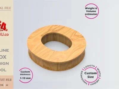 Online Design Letter O Box | wooden | App tool for letter boxes | custom size laser cut file DXF, AI, CDR | Box4U