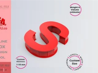 Make Letter S Box | red acrylic | Online app tool for letter boxes | custom size laser cut file DXF, AI, CDR | Box4U