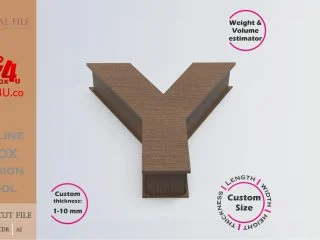 Online Design Letter Y Box | walnut | software tool for letter boxes | custom size laser cut file DXF, AI, CDR | Box4U
