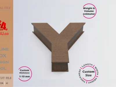 Online Design Letter Y Box | walnut | software tool for letter boxes | custom size laser cut file DXF, AI, CDR | Box4U