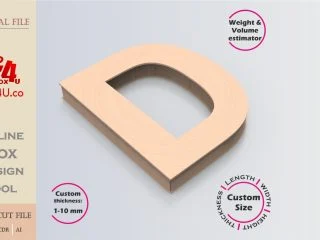 Online Design Letter D Box | wooden | App tool for letter boxes | custom size laser cut file DXF, AI, CDR | Box4U