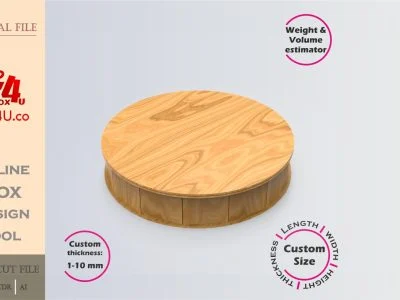 Online Design Circular Box | wooden | App tool for shape boxes | custom size laser cut file DXF, AI, CDR | Box4U