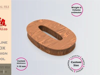 Online Design Number zero Box | wooden | App tool for number shape boxes | custom size laser cut file DXF, AI, CDR | Box4U