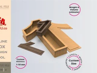 Online Design Number one 1 Box | wooden | App tool for number shape boxes | custom size laser cut file DXF, AI, CDR | Box4U