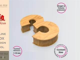 Online Design Number three 3 Box | wooden | App tool for number shape boxes | custom size laser cut file DXF, AI, CDR | Box4U