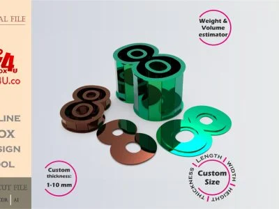 Make Number 8-shaped box | green metal | Online design for number shaped box | custom size laser cut file DXF, AI, CDR | Box4U