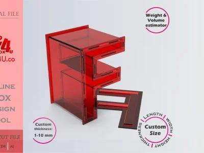 Make Letter F Box | red acrylic | Online app tool for letter boxes | custom size laser cut file DXF, AI, CDR | Box4U