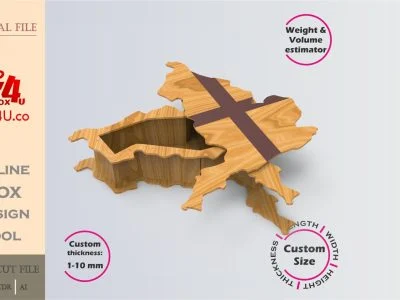 Online Design England map shaped Box | software tool for map shaped boxes | custom size laser cut file DXF, AI, CDR | Box4U