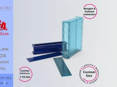 Make Letter I Box | blue acrylic | Online design for letter box | custom size laser cut file DXF, AI, CDR | Box4U