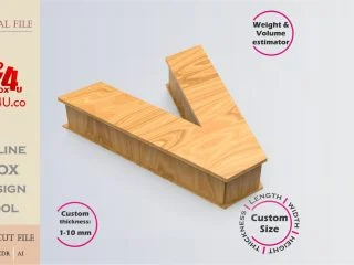 Online Design Letter V Box | wooden | App tool for letter boxes | custom size laser cut file DXF, AI, CDR | Box4U