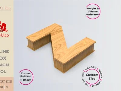 Online Design Letter Z Box | wooden | App tool for letter boxes | custom size laser cut file DXF, AI, CDR | Box4U