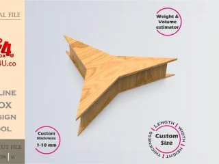 Online Design three-pointed star | wooden | App tool for shape boxes | custom size laser cut file DXF, AI, CDR | Box4U