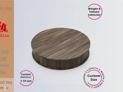 Online Design Circular Box | walnut | software tool for shape boxes | custom size laser cut file DXF, AI, CDR | Box4U