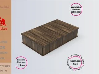 Online Design Rectangular Box | walnut | software tool for shape boxes | custom size laser cut file DXF, AI, CDR | Box4U