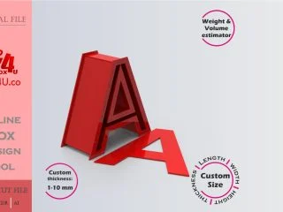 Make Letter A Box | red acrylic | Online app tool for letter boxes | custom size laser cut file DXF, AI, CDR | Box4U