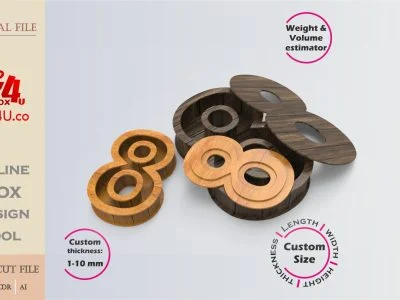 Online Design Number eight 8 Box | wooden | App tool for number shape boxes | custom size laser cut file DXF, AI, CDR | Box4U