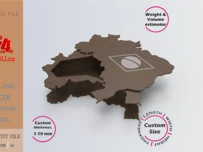 Online Design Brazil Box | software tool for countries map box | custom size laser cut file DXF, AI, CDR | Box4U