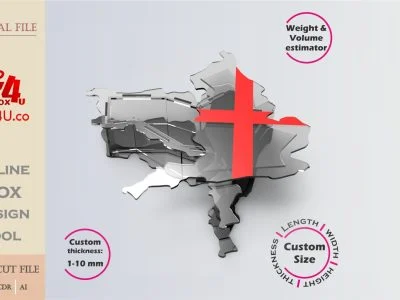 Make England map Box | clear acrylic | Online app tool for map shaped boxes | custom size laser cut file DXF, AI, CDR | Box4U