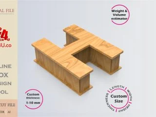 Online Design Letter H Box | wooden | App tool for letter boxes | custom size laser cut file DXF, AI, CDR | Box4U