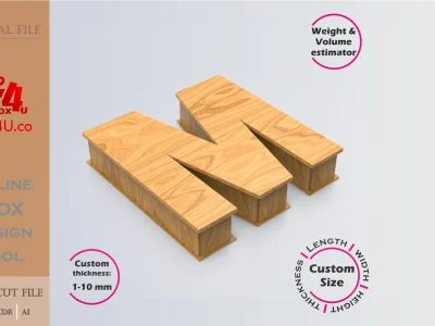 Online Design Letter M Box | wooden | App tool for letter boxes | custom size laser cut file DXF, AI, CDR | Box4U