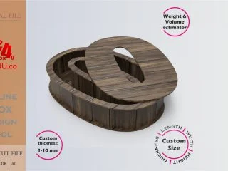Online Design Number 0-shaped Box | walnut | software tool for number shaped boxes | custom size laser cut file DXF, AI, CDR | Box4U
