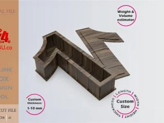 Online Design Number 1-shaped Box | walnut | software tool for number shaped boxes | custom size laser cut file DXF, AI, CDR | Box4U