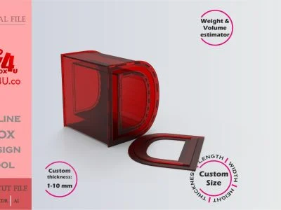 Make Letter D Box | red acrylic | Online app tool for letter boxes | custom size laser cut file DXF, AI, CDR | Box4U