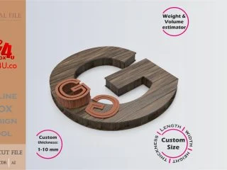 Online Design Letter G Box | walnut | software tool for letter boxes | custom size laser cut file DXF, AI, CDR | Box4U