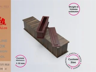 Online Design Letter I Box | walnut | software tool for letter boxes | custom size laser cut file DXF, AI, CDR | Box4U