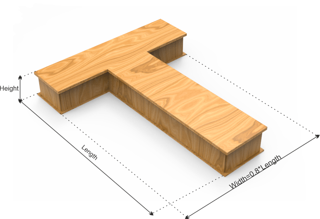 Letter T Box dimension definitions