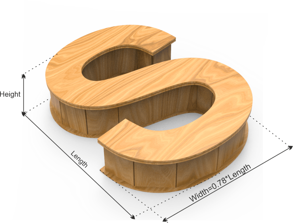 Letter S Box dimension definitions