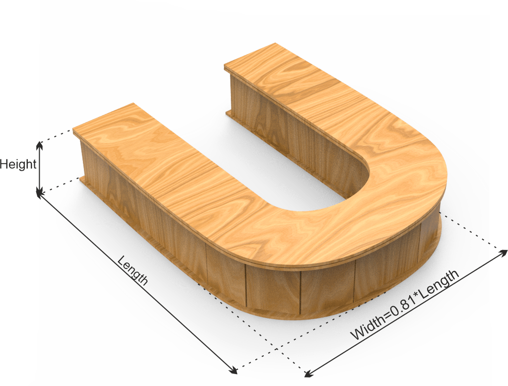 Letter U Box dimension definitions
