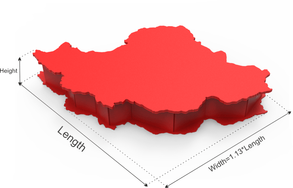 Iran map Box dimension definitions