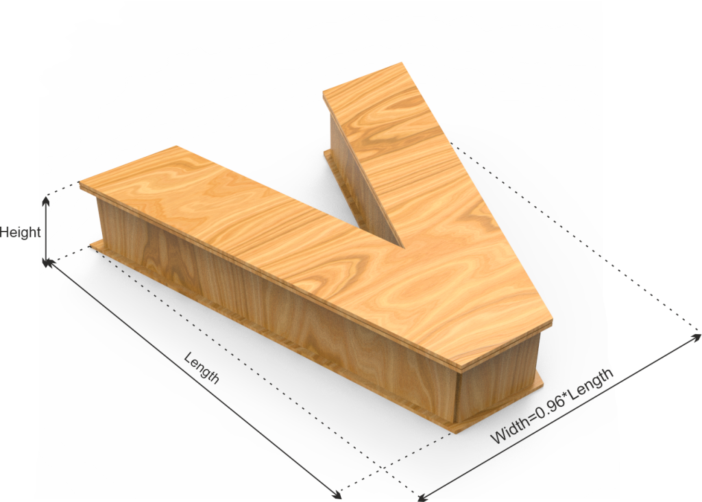 Letter V Box dimension definitions