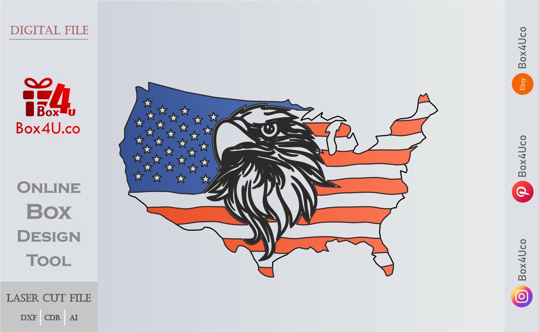 USA Map Flag with Angry Eagle