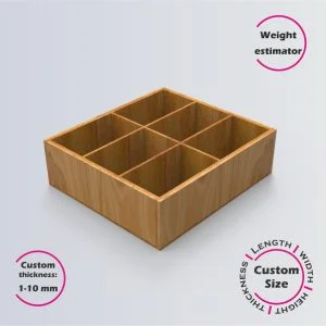 Online design tool for a Cubic Divider Box | custom dimension laser cut file DXF, AI, CDR | Box4U