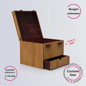 Online design tool for a Latch Box with Drawer | custom dimension laser cut file DXF, AI, CDR | Box4U