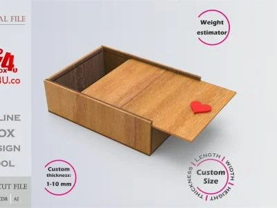 Online design tool for a Sliding Door Box | custom dimension laser cut file DXF, AI, CDR | Box4U